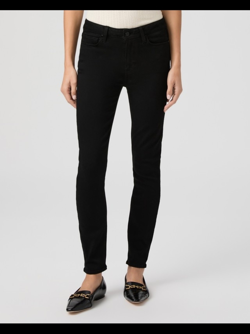 PAIGE Hoxton Ankle High Rise Skinny Jeans Black Transcend Double Button Size 31